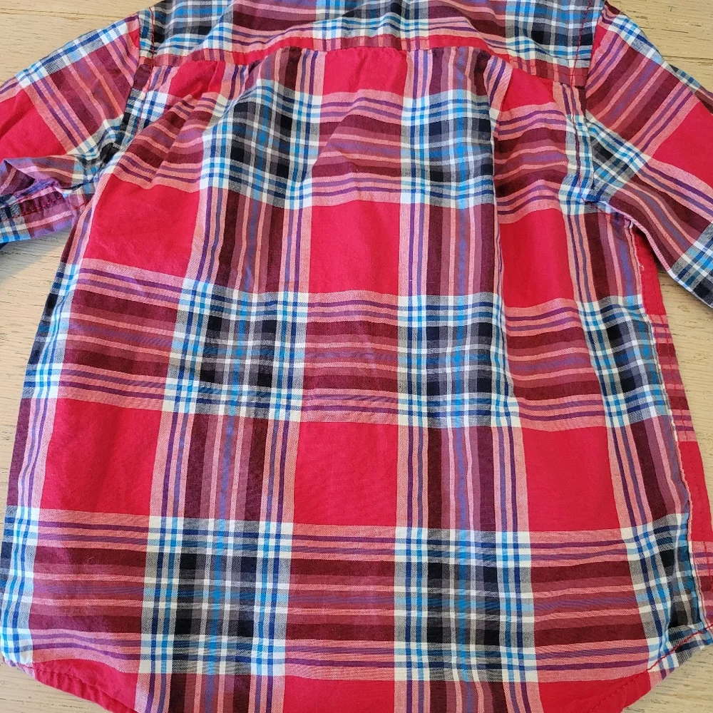Boys Button Front Red Plaid Shirt Children's Place 2t